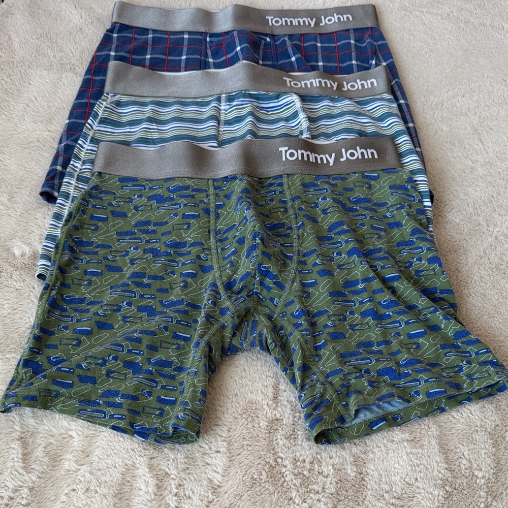 Tommy John Men's Boxer Briefs Trio - Plaid, Striped, Camo
